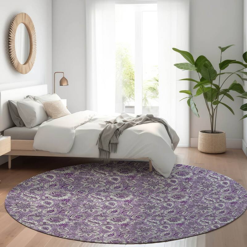 Machine Washable Indoor/ Outdoor Chantille Floral Rug