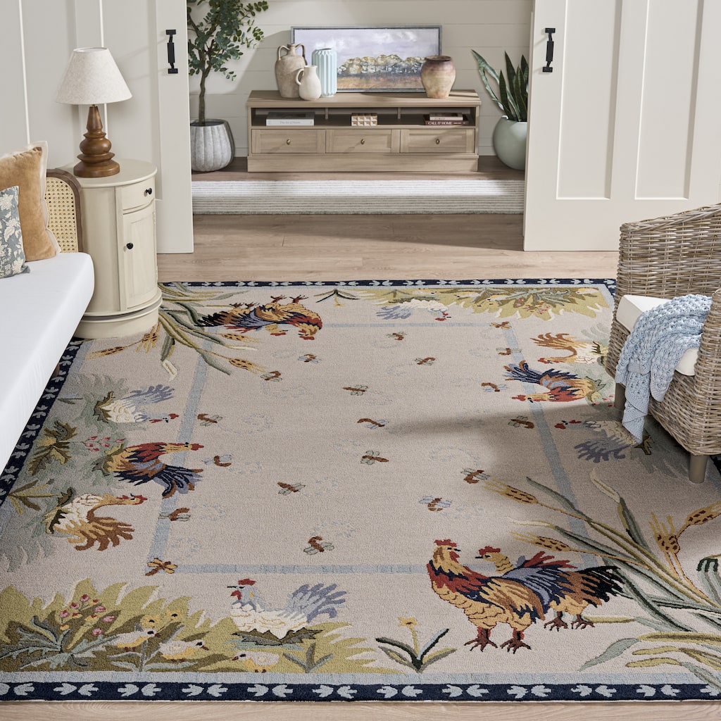 SAFAVIEH Handmade Chelsea Yauheniya French Country Rooster Wool Rug