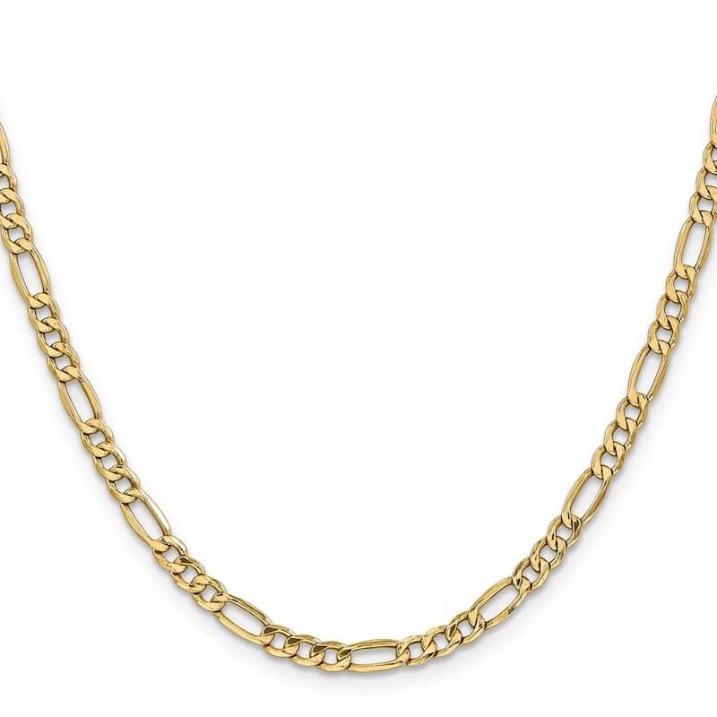 Curata 14k Yellow Gold 4.2mm Semi Solid Figaro Chain Bracelet Options: 7" 8"