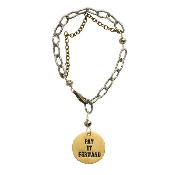 Shop Women S Hand Stamped Message Tag Brass Link Bracelet Pay It