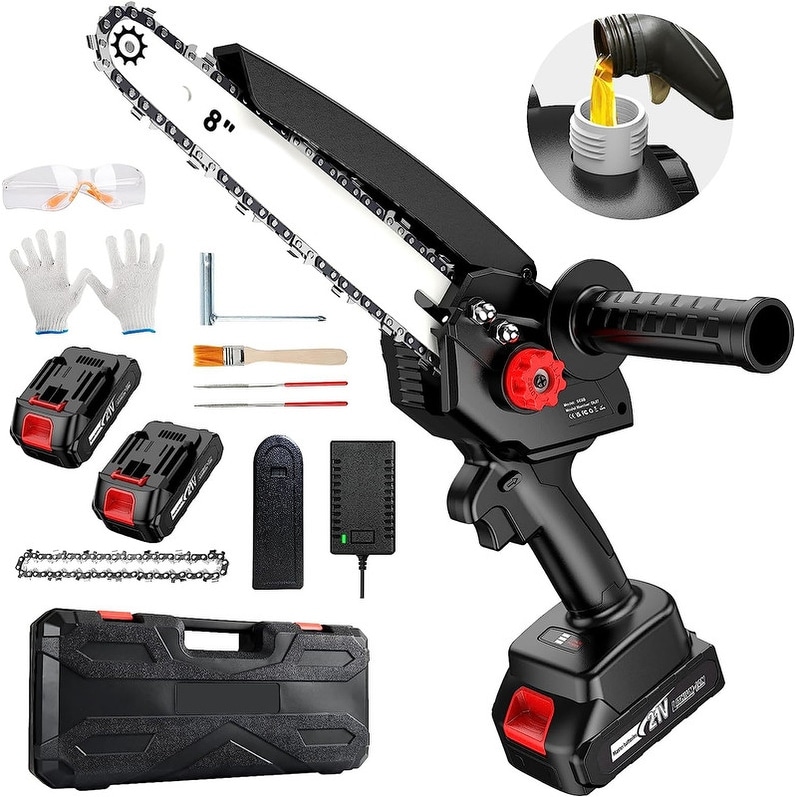 21V Handheld Cordless Electric Mini Chainsaw with 2 Battery - Bed