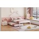 preview thumbnail 17 of 16, Pink Full Size Metal Platform Bed with trundle, House-Shaped Headboard Design for Kids, Boys and Girls