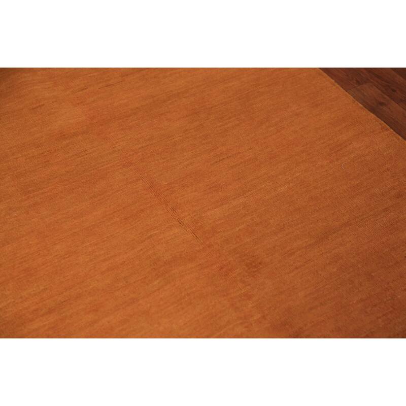 Orange Gabbeh Modern Rug Hand-Knotted Wool Carpet - 3'11" x 5'10"
