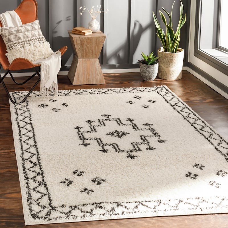 Artistic Weavers Carlini Boho Southwestern Plush Area Rug - 5'3" x 7' - Cream/Grey