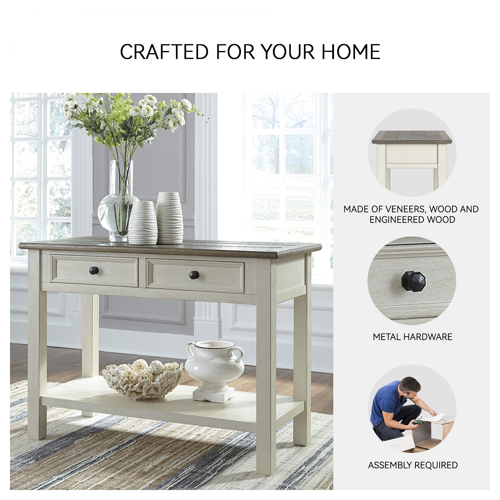 Signature Design by Ashley Bolanburg Farmhouse Sofa Table