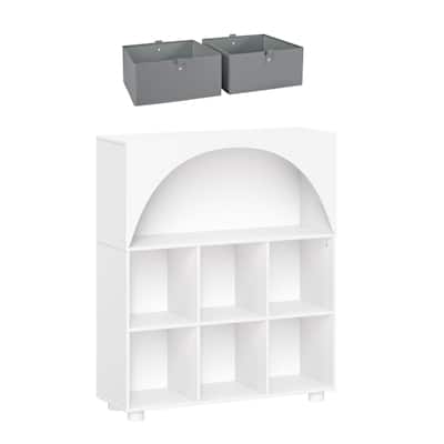 Arched 35 in. 6 Cubby Storage Cabinet - Optional 2pc Half Size Bins