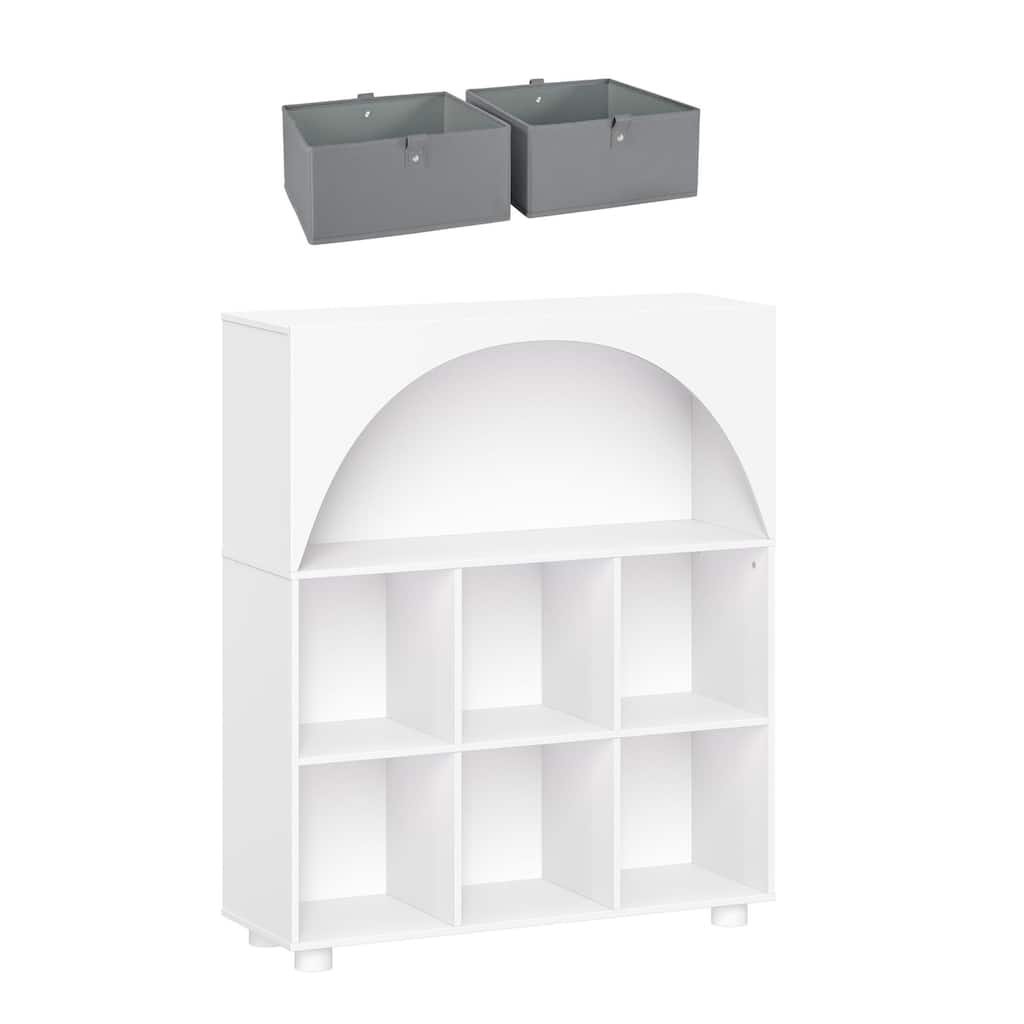 Arched 35 in. 6 Cubby Storage Cabinet - Optional 2pc Half Size Bins