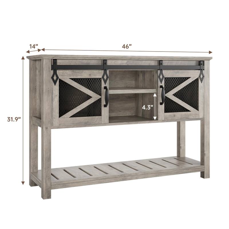 Farmhouse Entryway Table with Sliding Barn Doors