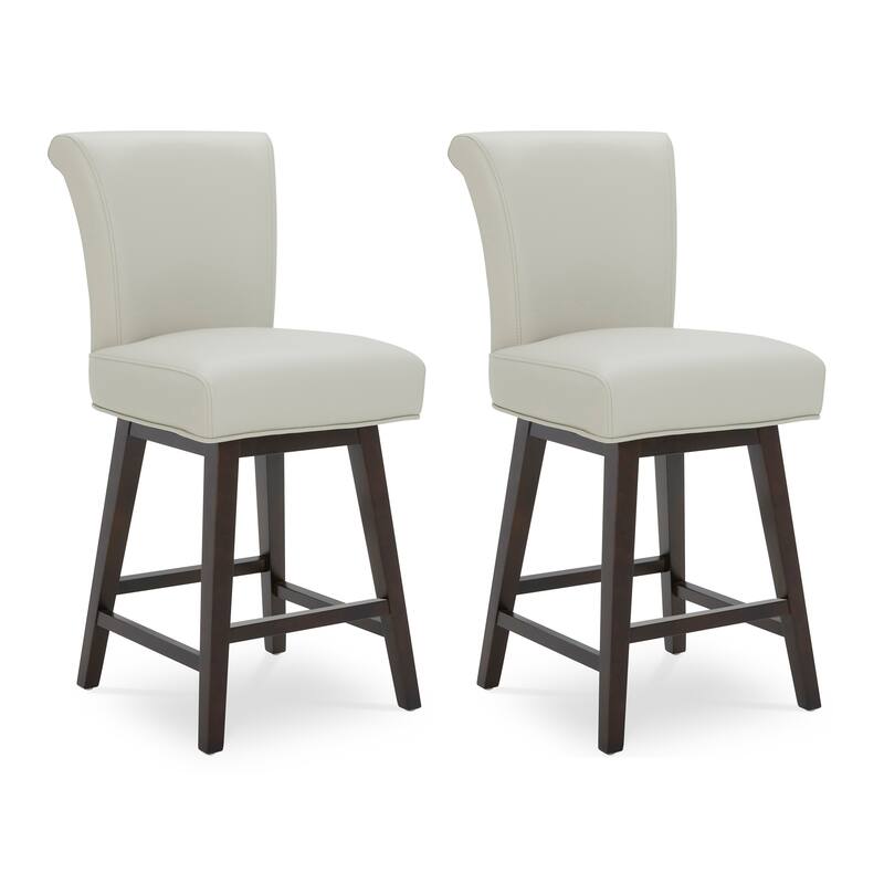 Spruce & Spring Noah Upholstered 26-inch Counter Height Swivel Barstool Set - Set of 2 - Light Grey - Counter Height