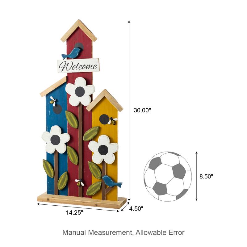 Glitzhome 30"H Detachable Solid Wood Birdhouse Shaped Porch Decor