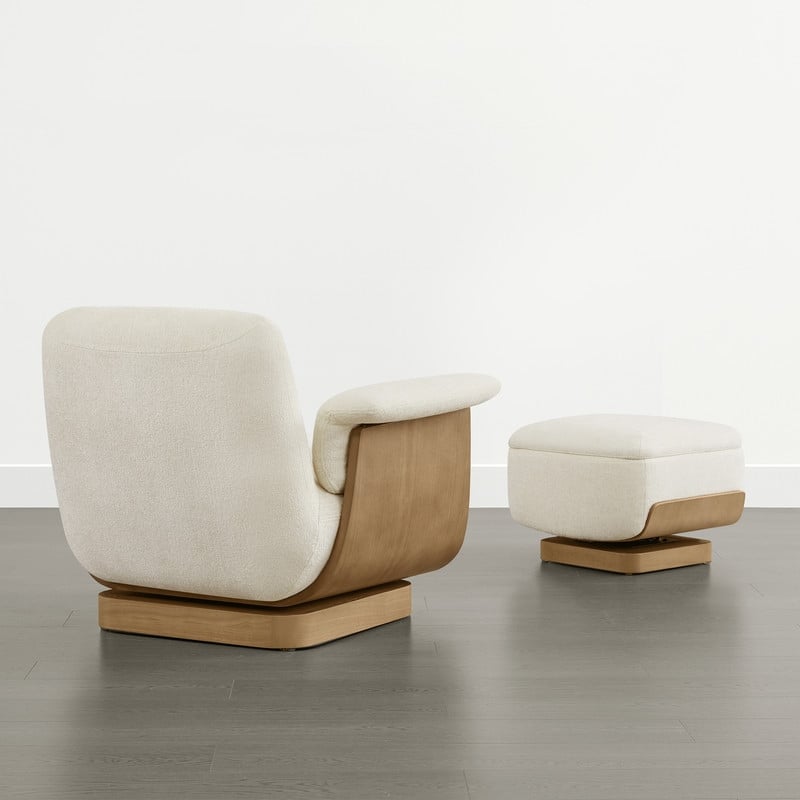 Spruce & Spring Modern Rounded Swivel Accent Chair & Storage Ottoman Set Living Room Set