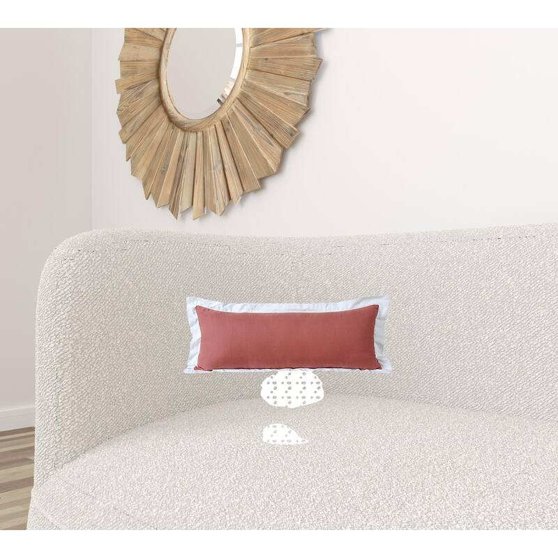 HomeRoots 14" X 36" Deep Coral And White 100% Cotton Geometric Zippered Pillow