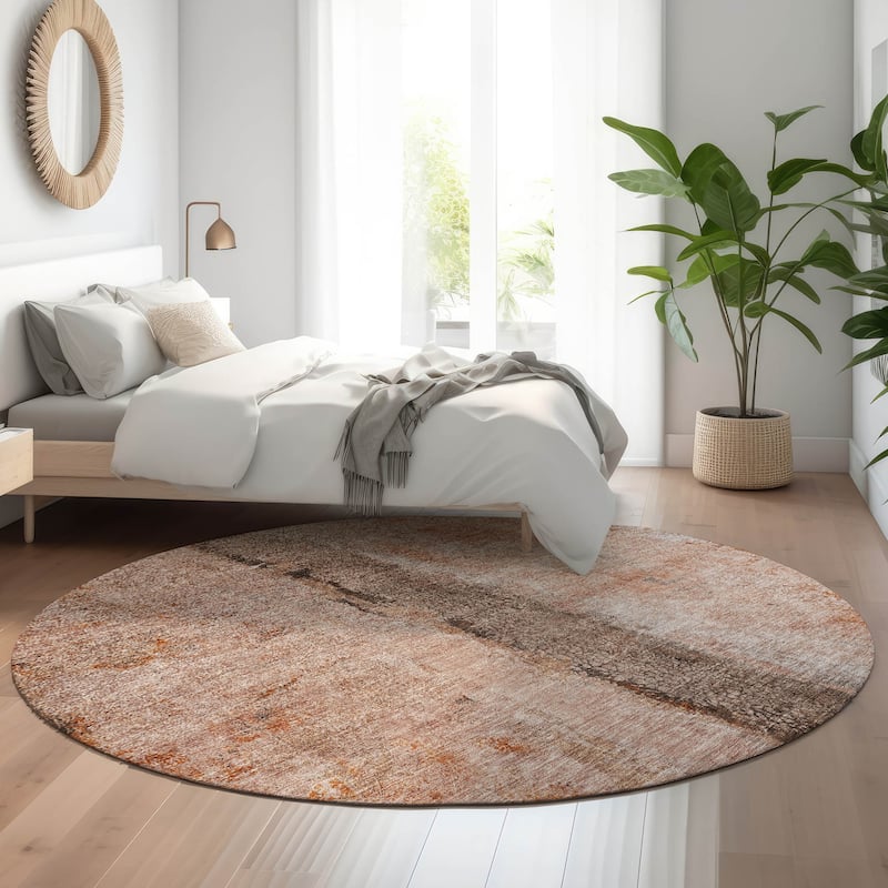 Premium Washable Super Soft Modern Arianna Mayfield Rug - Paprika - 8' x 8' - Round