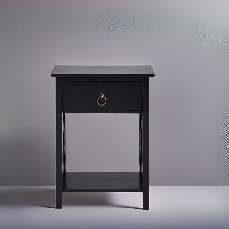 Space-Saving Wooden Side Table with Storage Drawer and Spacious Compartment