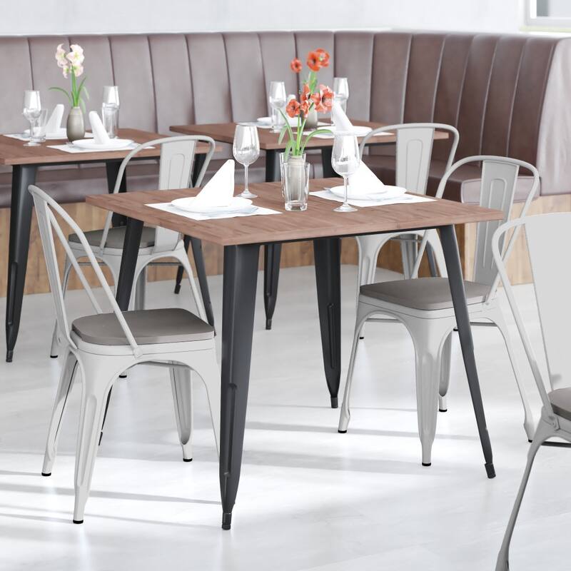 All-Weather Commercial Stack Chair & Poly Resin Seat - White/Gray