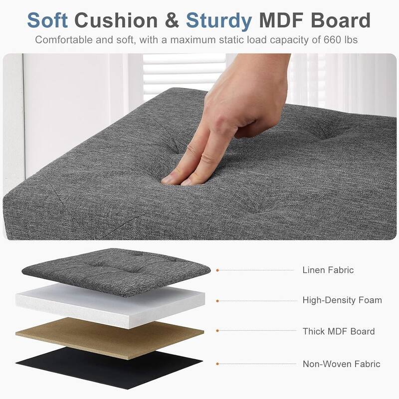 Folding Storage Ottoman Bench, Large End of Bed Storage Foot Rest Stools Ottoman Storage Chest with Padded Seat