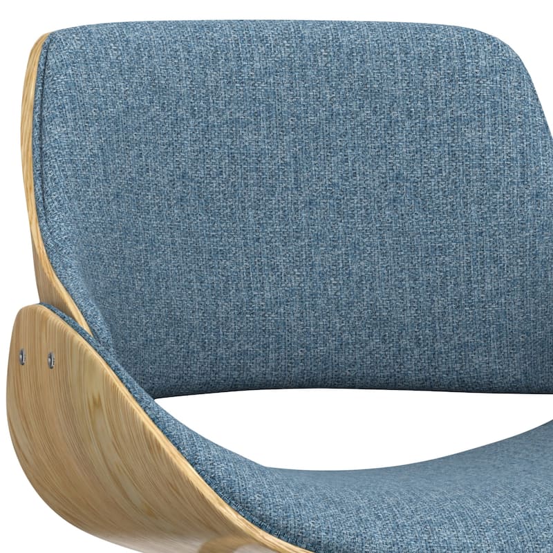WYNDENHALL Malone Mid Century Modern Bentwood Dining Chair with Light Wood in Polyester linen - 22.8" D x 20.9" W x 30.9"H
