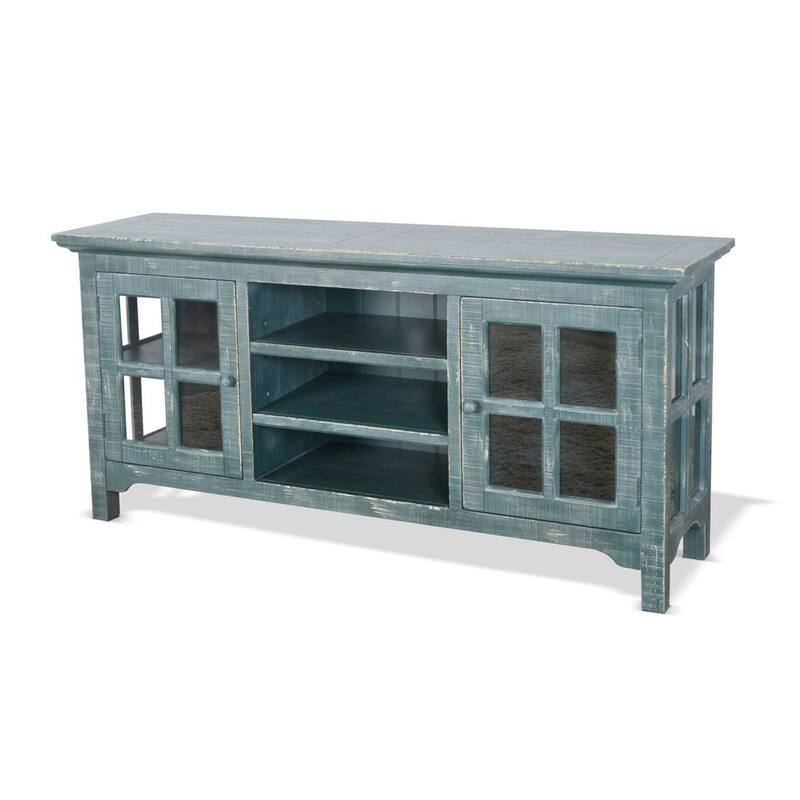 Kobe TV Stand Media Cabinet, Glass Doors, Farmhouse Green 62 Inch