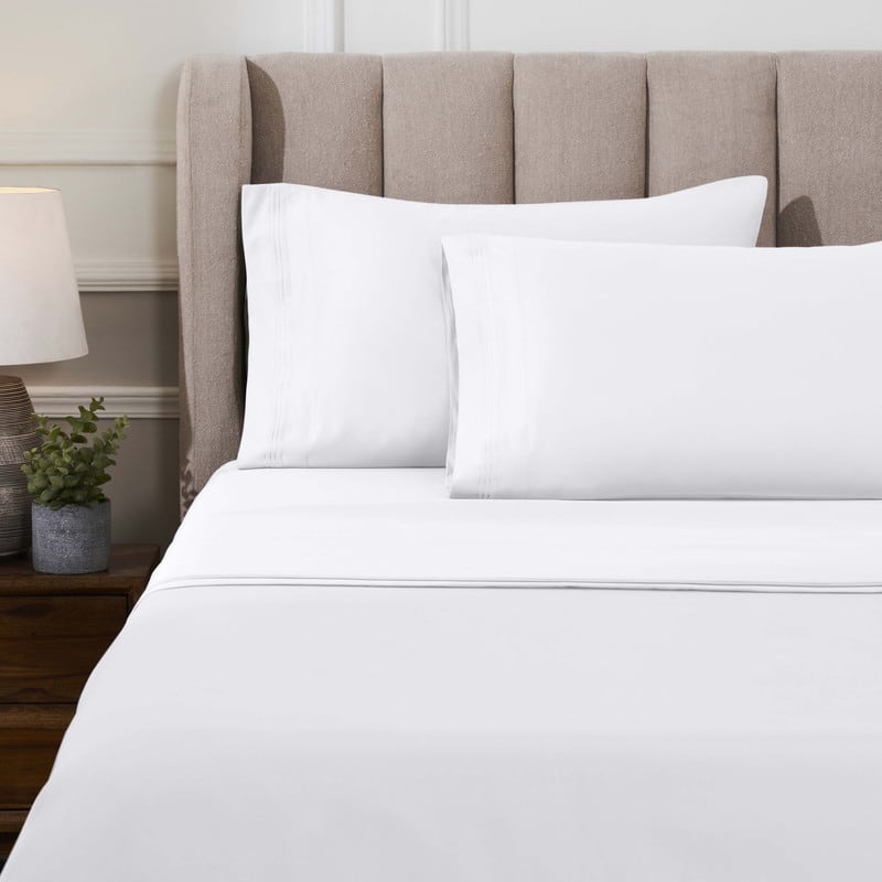 Superior Egyptian Cotton 1000 TC Deep Pocket Sheet Set - 18" & 20" Extra Deep Pocket Options - Queen - 20"  Deep Pocket - White