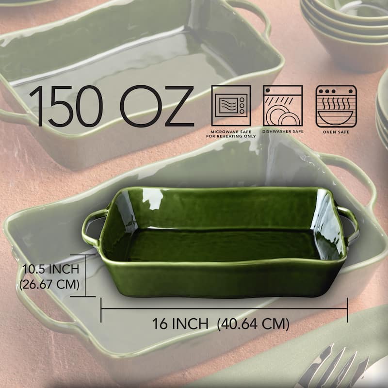 Certified Verde Large Rectangular Baker 16" x 10.25" x 3" - 16.00"W x 10.25"D x 3.00"H