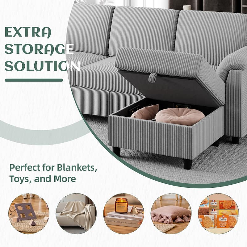 Futzca Corduroy Sofa Couch with Storage