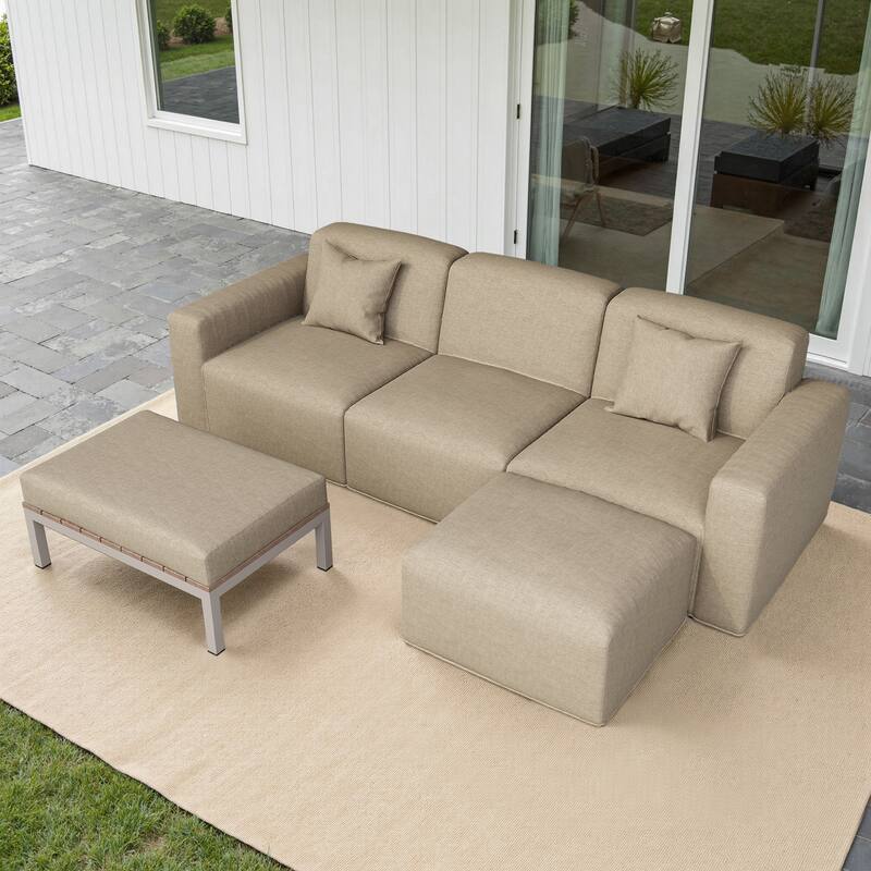 Outdoor No Assembly Patio Conversation Sets with Coffee Table, Ottoman