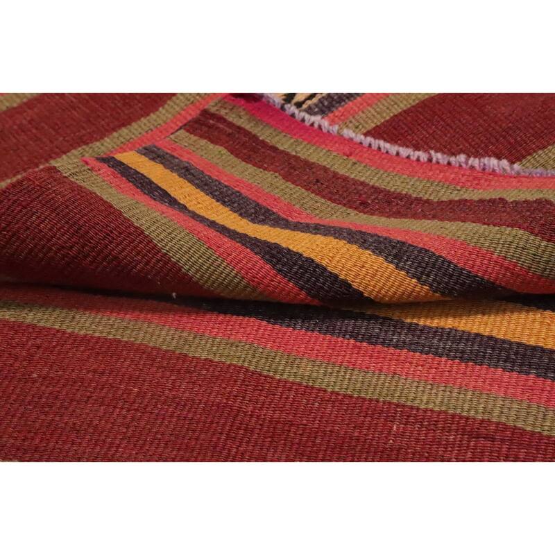 Hand Woven Oriental 100% Wool Carpet Southwestern Geometric Oranges & Rust Kilim Area Rug - 7' 5'' X 4' 7''