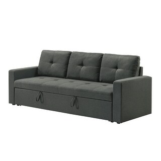 Fabric Upholstered Sleeper Sofa With Tufted Cushions, Dark Gray - Bed ...