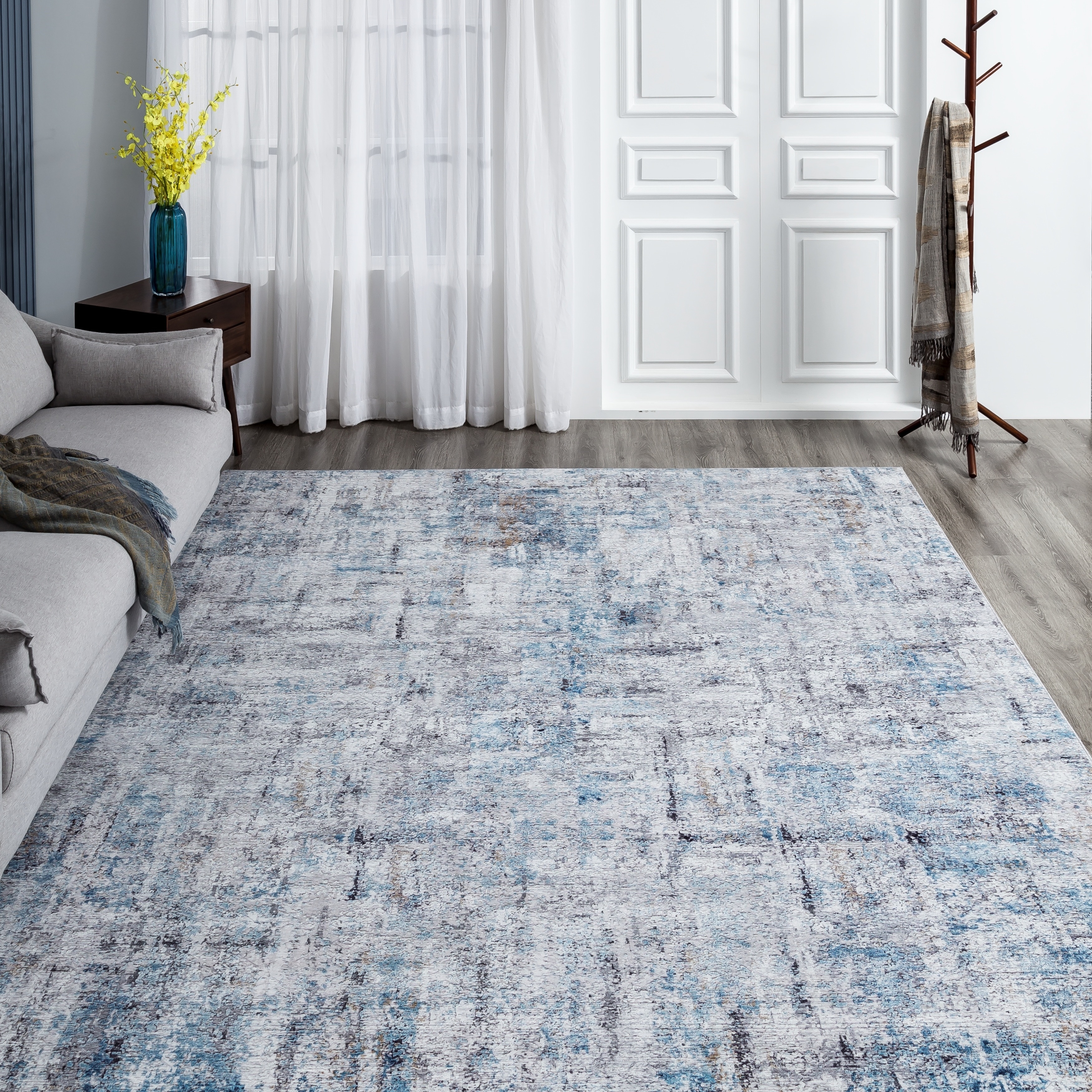 KALATY Abstract Blue/Grey Area Rug