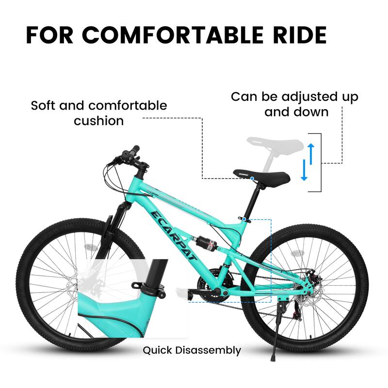 A26207 26 Inch Steel Frame Shock Fork Plus Shock Absorber 21-speed Unisex Mountain Bike