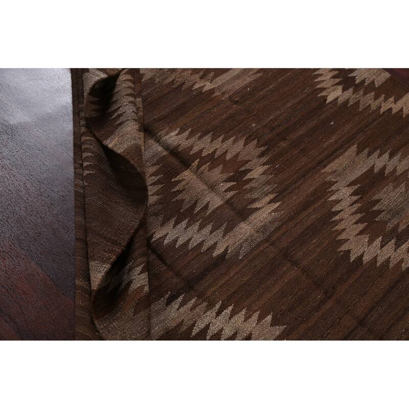 Natural Dye Tribal Geometric Kilim Oriental Wool Area Rug Flat-woven - 4'10" x 6'8"