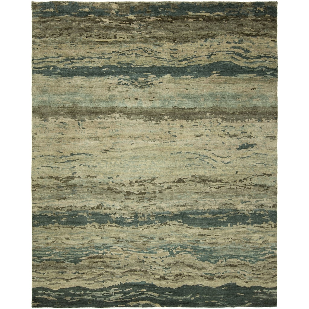 Modern Multi-Colored Hand-Knotted Wool Area Rug