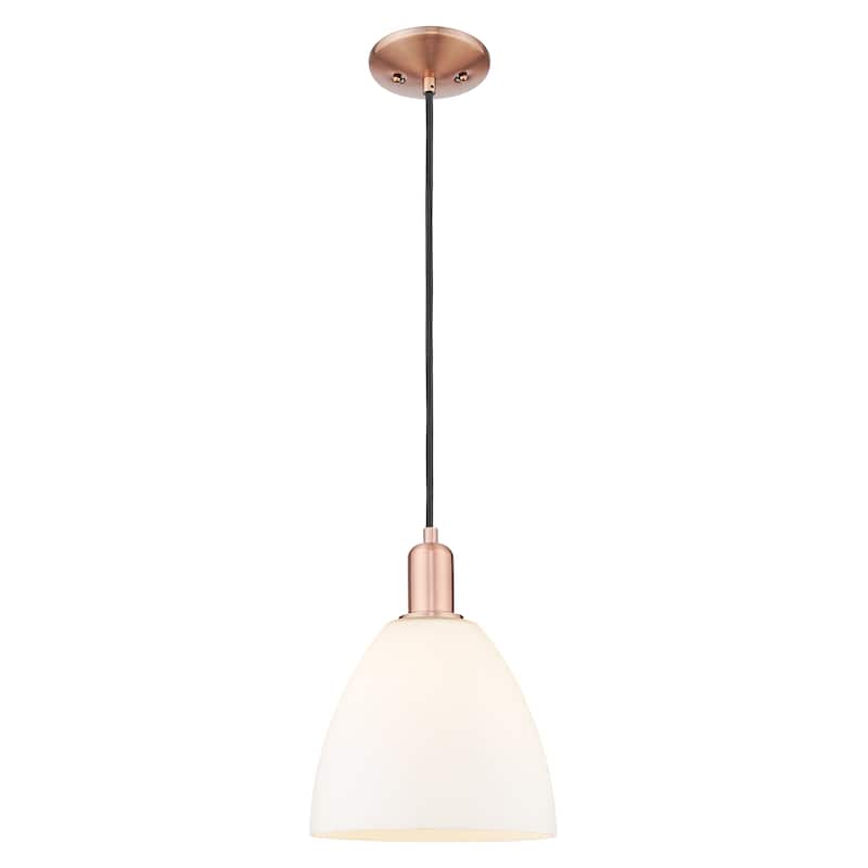 Innovations Lighting Endless Possibilities Arcadia - Bristol - 1 Light 9" Cord Hung Mini Pendant - Antique Copper/Matte White