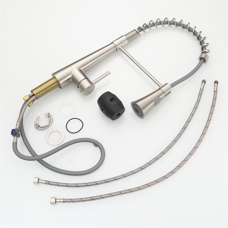 Commercial Kitchen Faucet with Pull-Out Sprayer, Brushed Nickel