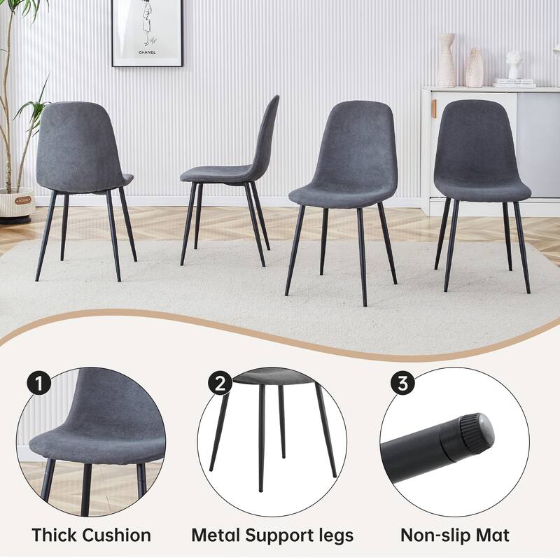 5-Piece Retro Rectangular Dining Table Set, 55-Inch Textured Top Table & 4 High-Resilience Fabric Chairs