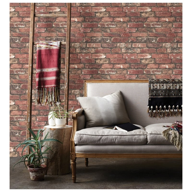 Brewster Loft Red Brick Wallpaper - 20.5 x 396 x 0.025