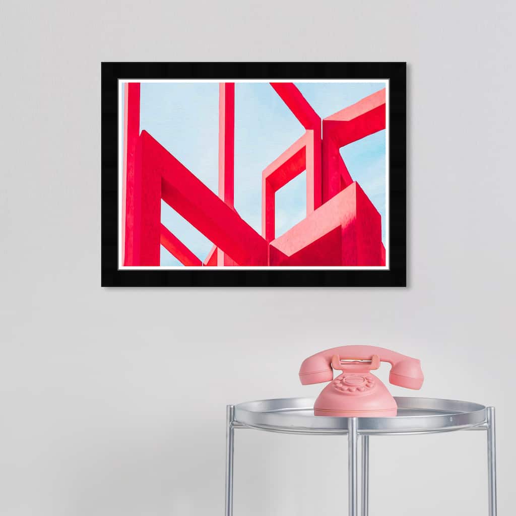 Wynwood Studio Prints Abstract Structure Guidelines Red and Neon Red Modern & Contemporary Wall Art Canvas Print