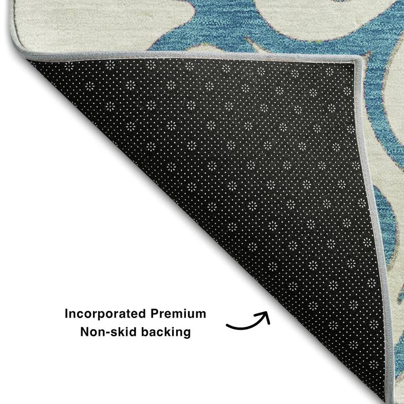 Premium Washable Super Soft Transitional Scroll Mayfield Rug