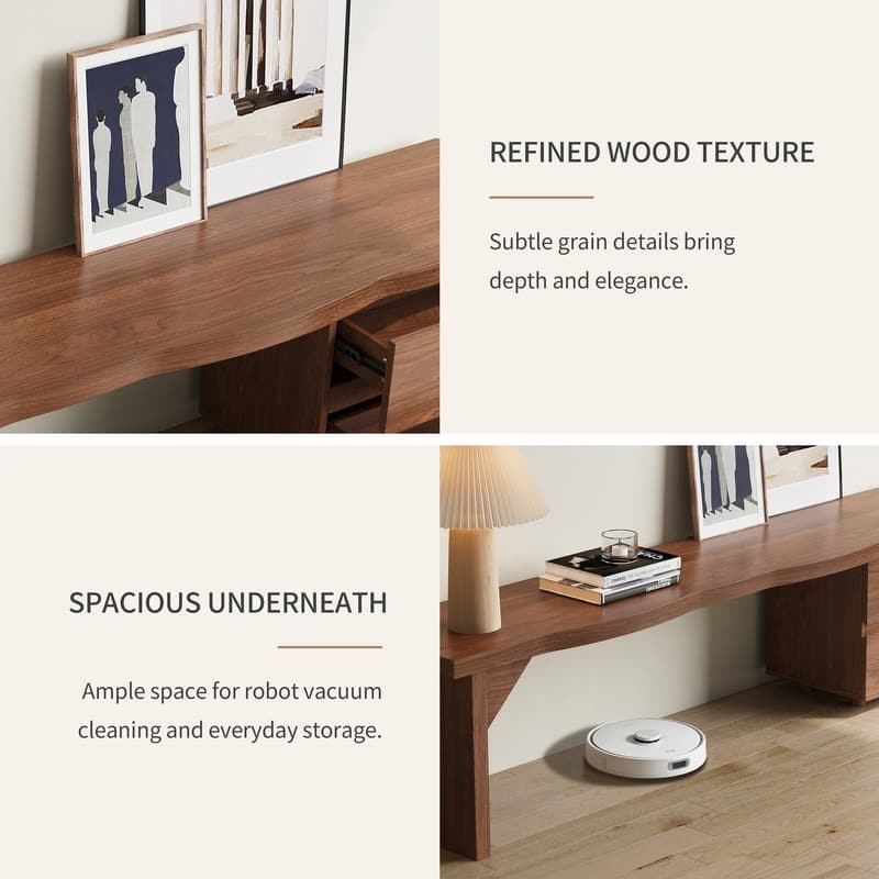 Modern 71" Solid Wood Tv Stand With Drawers, Media Console Table For Living Room, Walnut Finish