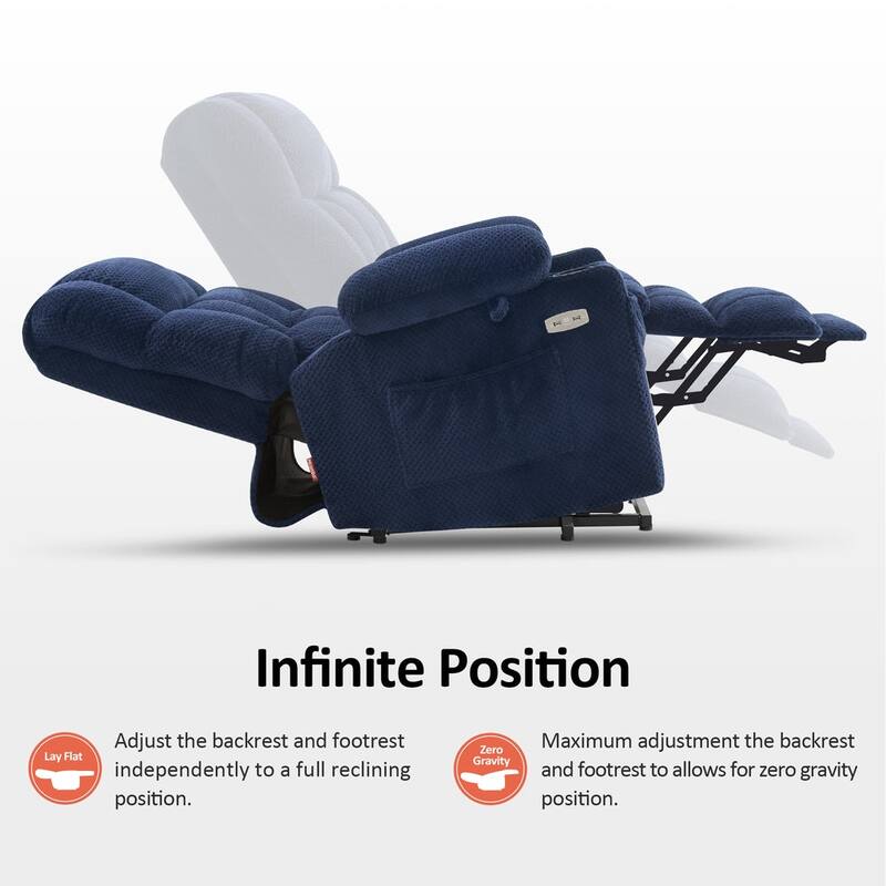 MCombo Dual Motor Power Lift Recliner Chair Sofa with Massage and Heat, Infinite Position, USB Ports, Fabric R7897