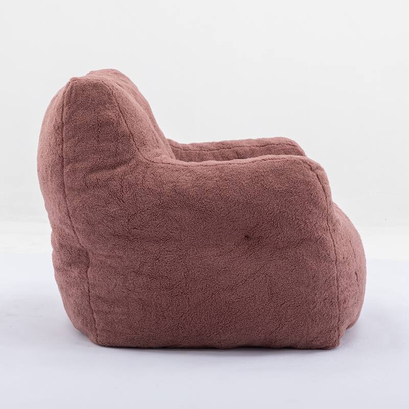Soft Tufted Foam Bean Bag Chair With Teddy Fabric