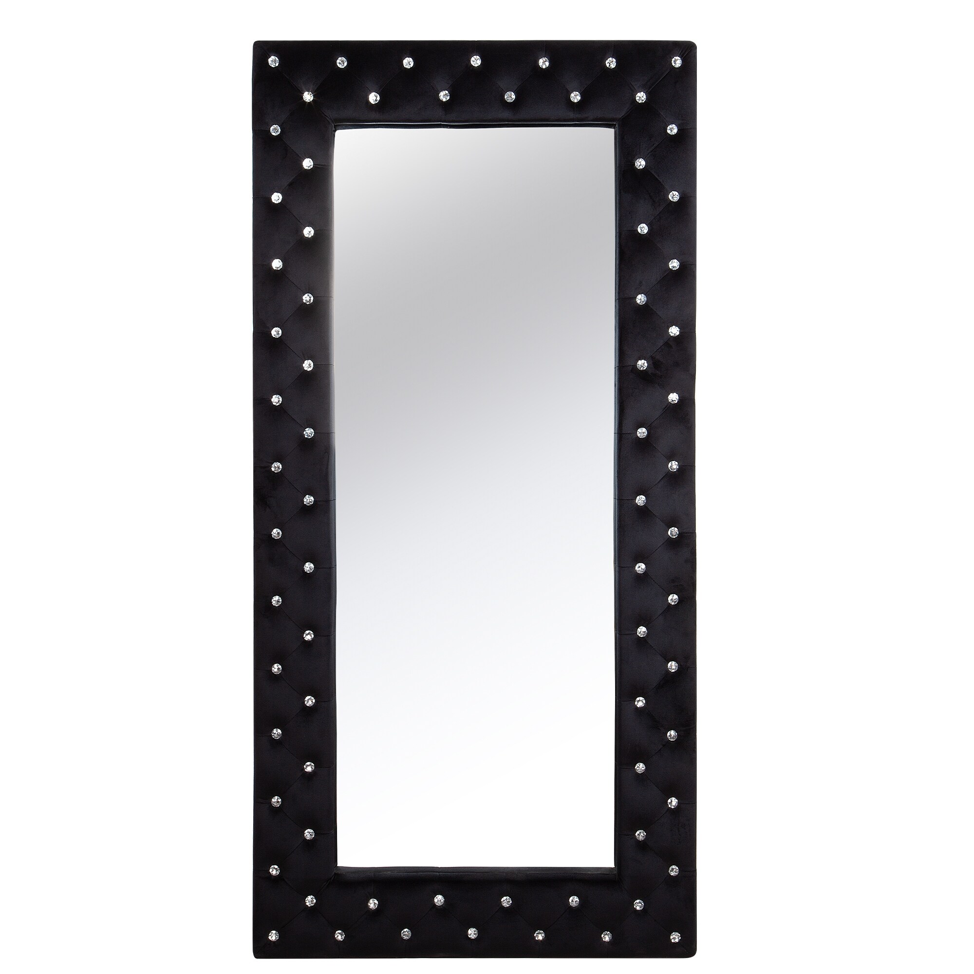 Rectangle Full Length Mirror - Black Crystal Tufted - Bed