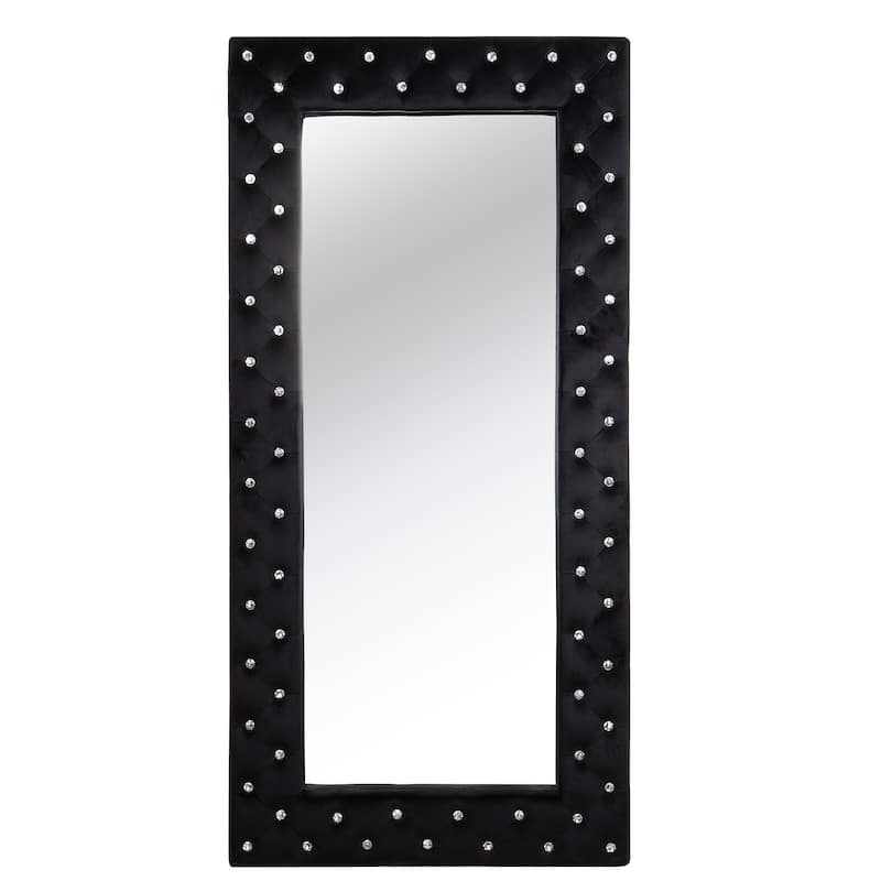 Rectangle Full Length Mirror - Black Crystal Tufted