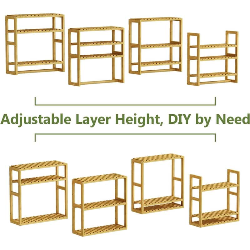 Bamboo Floating Shelves Bathroom Storage 3-Tier