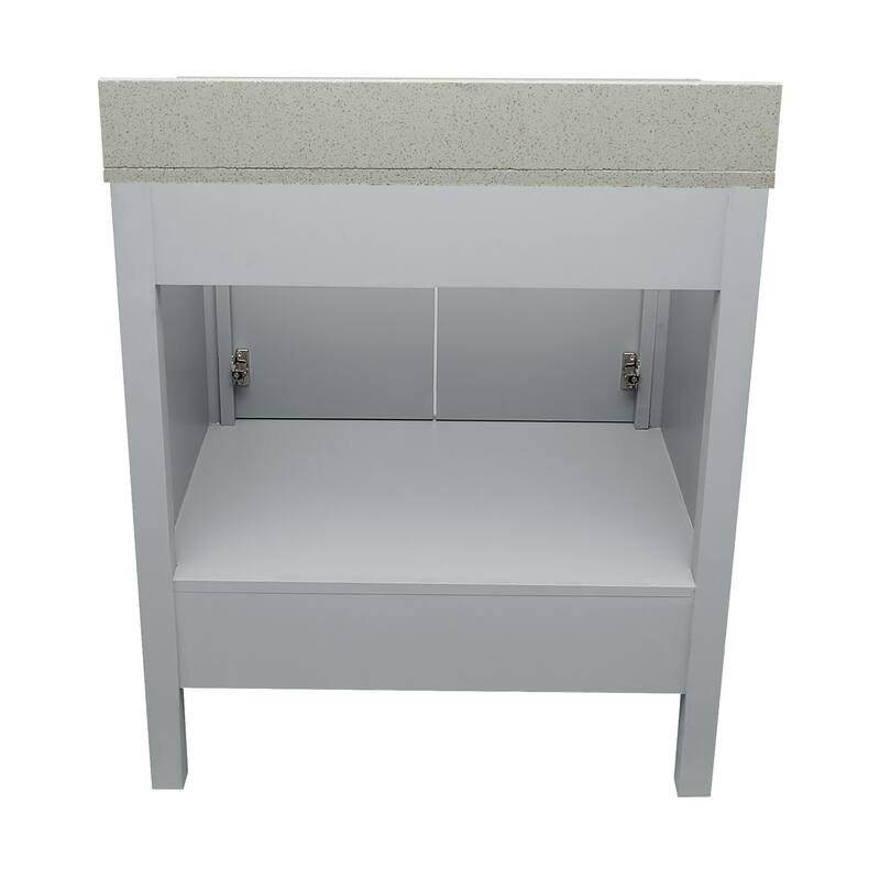 Nevado 31" Bathroom Vanity in Espresso with Quartz Stone Vanity Top Sink w/ Backsplash in Galaxy White Single Hole