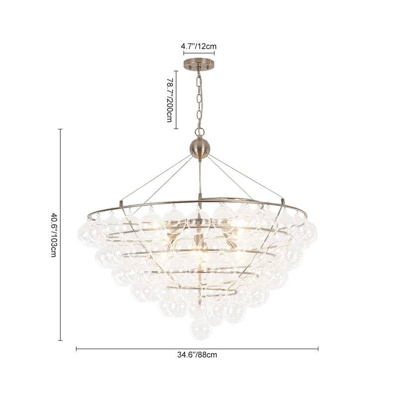 8-Light Helical Clear Glass Bubble Tiered Chandelier - N/A