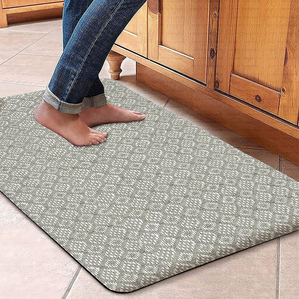 Cotton Kitchen Mat Cushioned Anti-Fatigue Rug, Non-Slip Mats Comfort Foam Rug for Kitchen, Office, Sink, Laundry - 18''x30''
