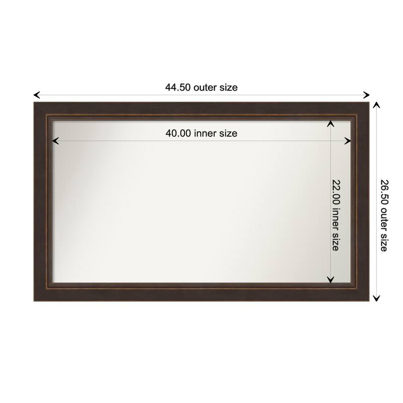 Lara Bronze Framed Non-Beveled Custom Wall Mirror, Bathroom Vanity Mirror - Outer Size: 44.5 x 26.5
