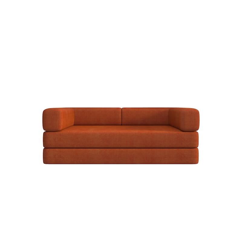 Convertible Floor Sleeper Sofa with Plush Pillows, Mattress Lounge Loveseat, Folding Sofa Bed with Adjustable Armrests