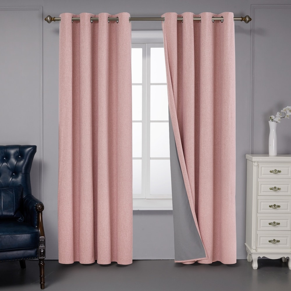 Deconovo Faux Linen Total Blackout with Coating Curtains (2 Panel)